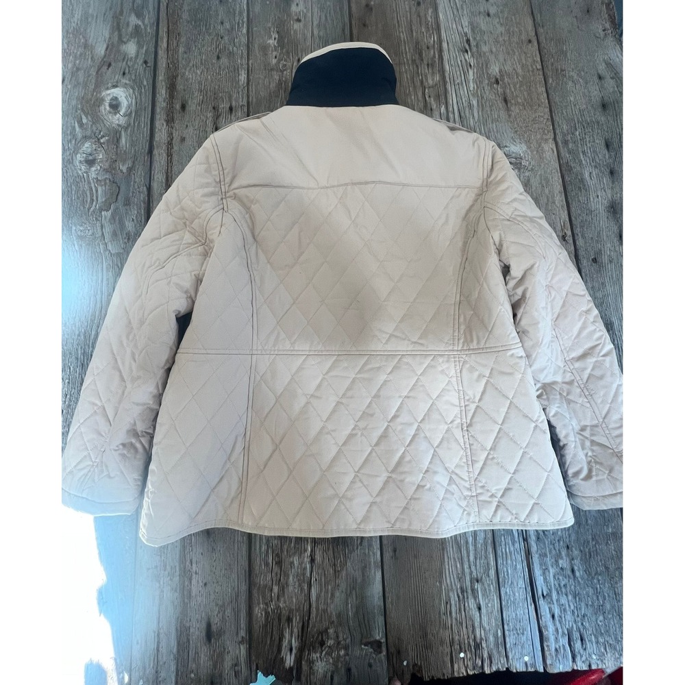 Tommy Hilfiger Mens Quilted Barn Jacket Tan Beige Navy Collar XL XLG - Picture 6 of 6